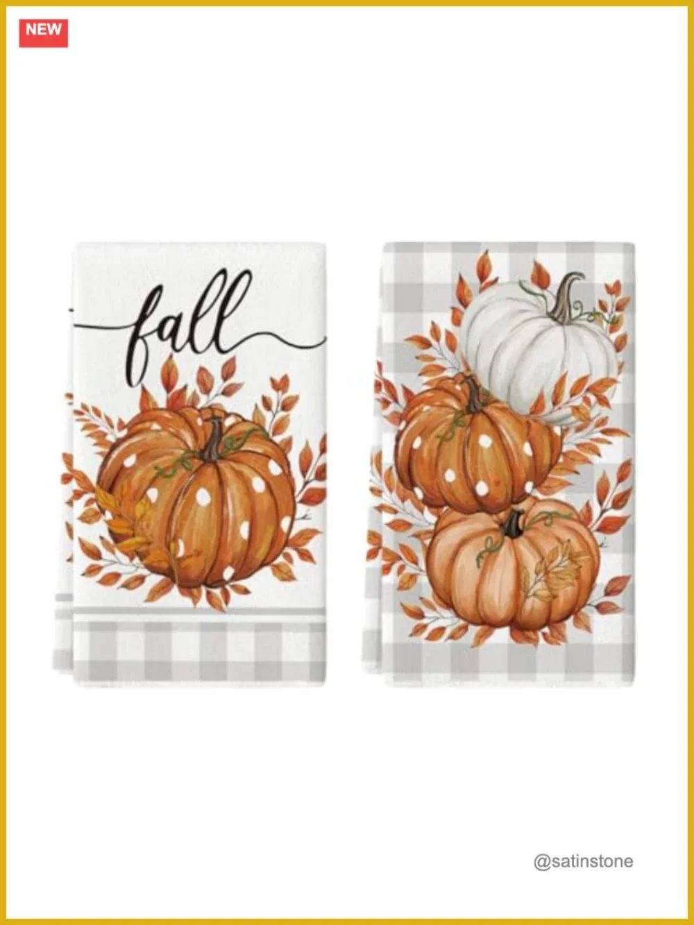 Artoid Mode Pumpkin Leaves Fall Kitchen Towels Set of 2 18x26 Inch Dish Towels
